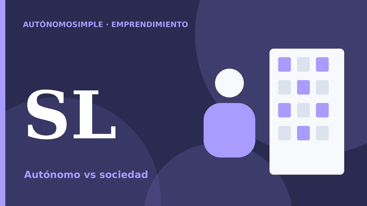 Ilustración de una persona y un edificio que representan autónomo frente a sociedad