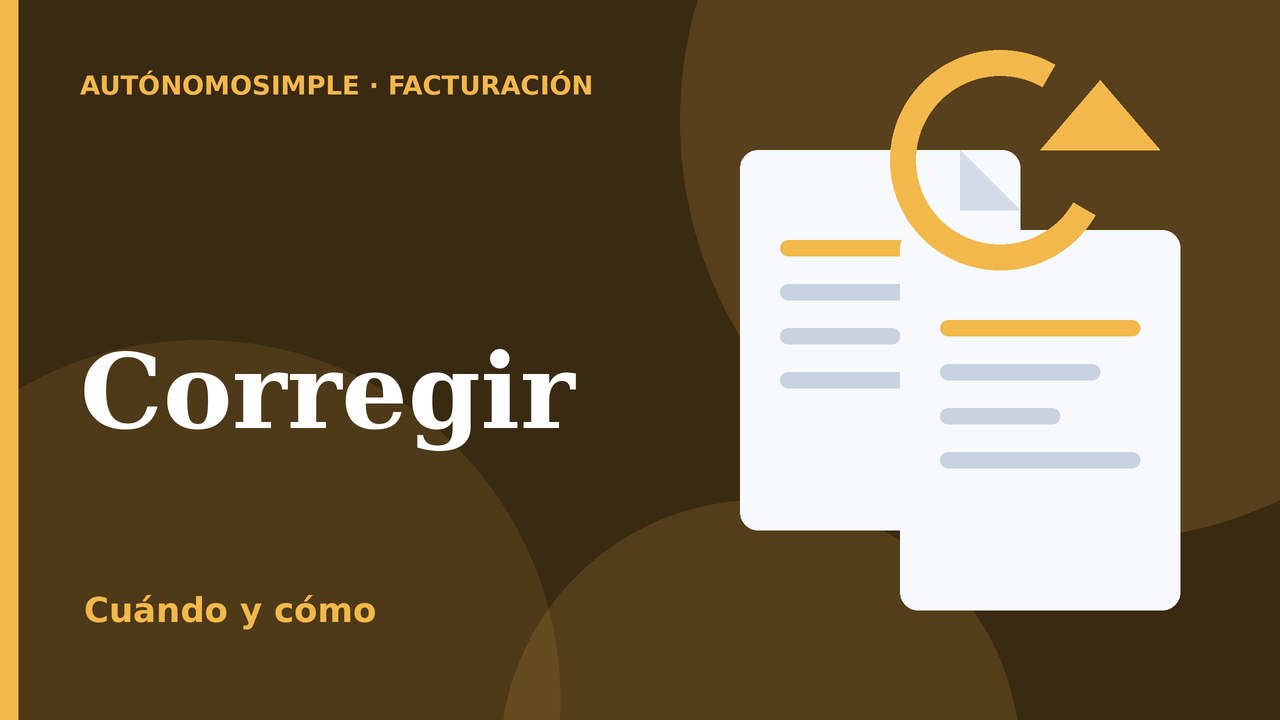Ilustración de dos documentos y una flecha circular que representan la corrección de una factura