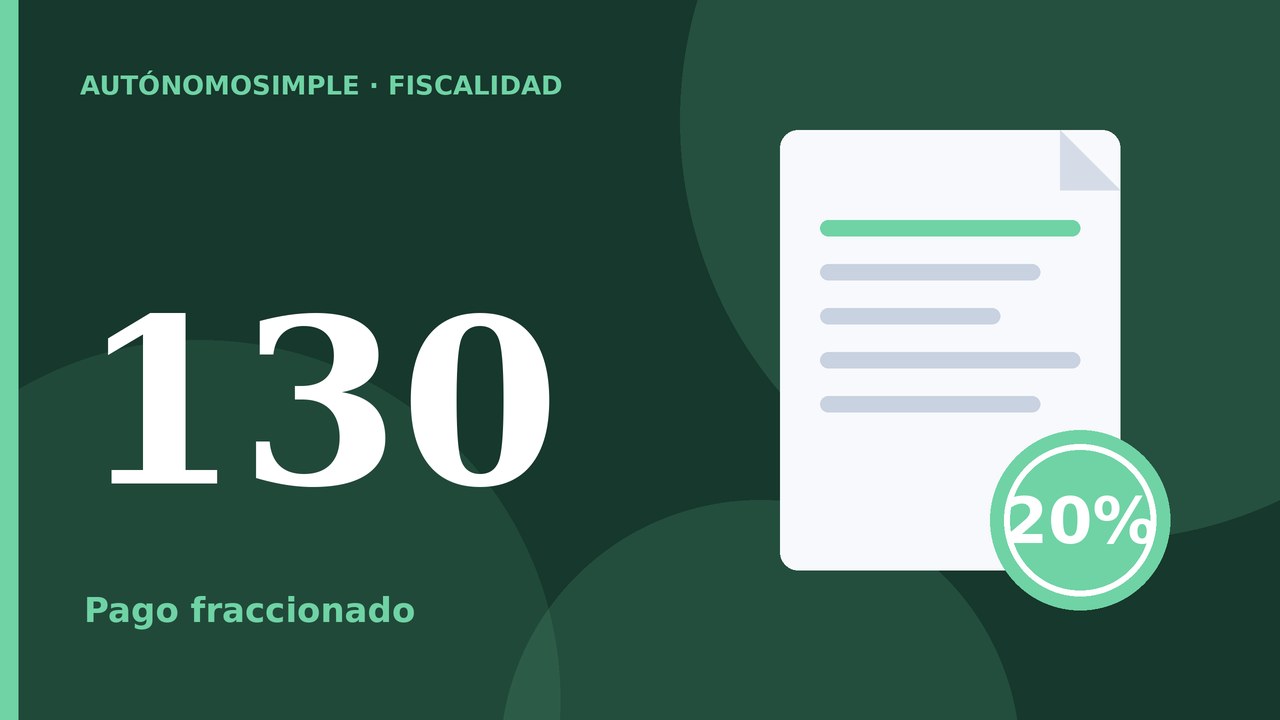 Ilustración de un documento con el 20 % que representa el modelo 130 del IRPF